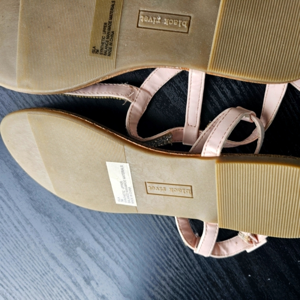 Black Rivet ISLA Crystal Embellished Light Pink Sandals Women's Sz 7 - Picture 6 of 7